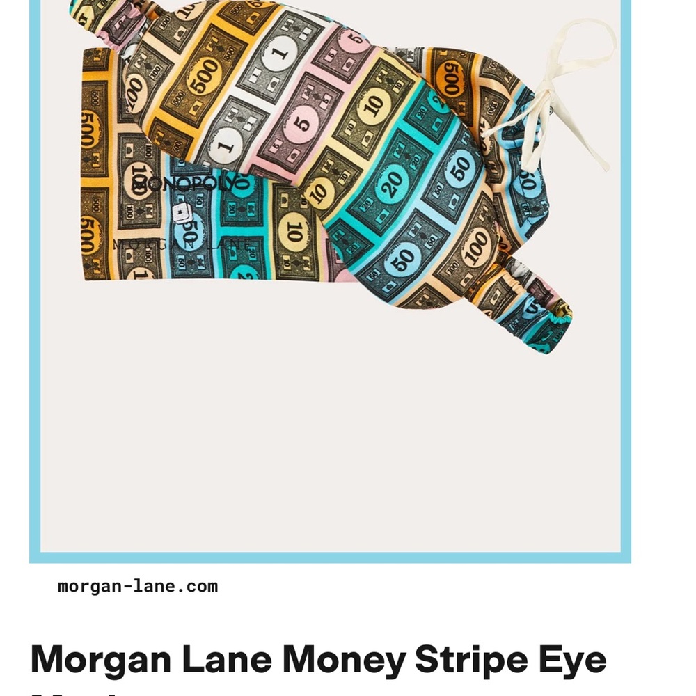 Morgan Lane Silk Limited Edition Monopoly Eye Mask
Brand New